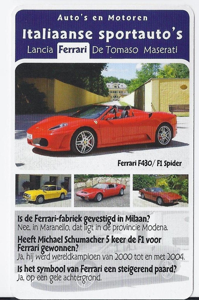Z884 autokaartje ferrari f430/f1 spider, Ophalen of Verzenden, Zo goed als nieuw, Auto's