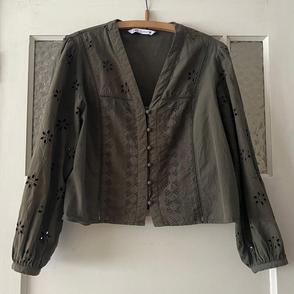Zara blouse groen L, Kleding | Dames, Zara, Maat 42/44 (L), Ophalen of Verzenden, Gedragen