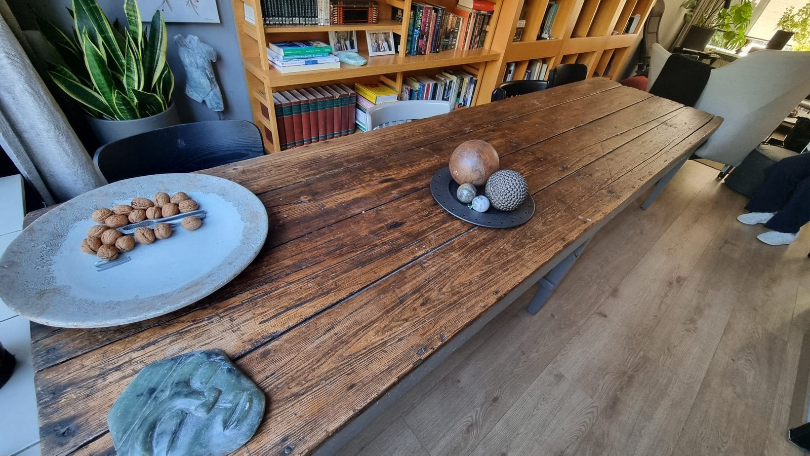 Mooie oude markt tafel te koop aangeboden, Ophalen, Zo goed als nieuw, Rechthoekig, 50 tot 100 cm