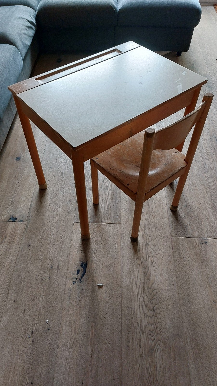Vintage Schilte kinderbureau met stoel, Ophalen, Gebruikt, Tafel(s) en Stoel(en)