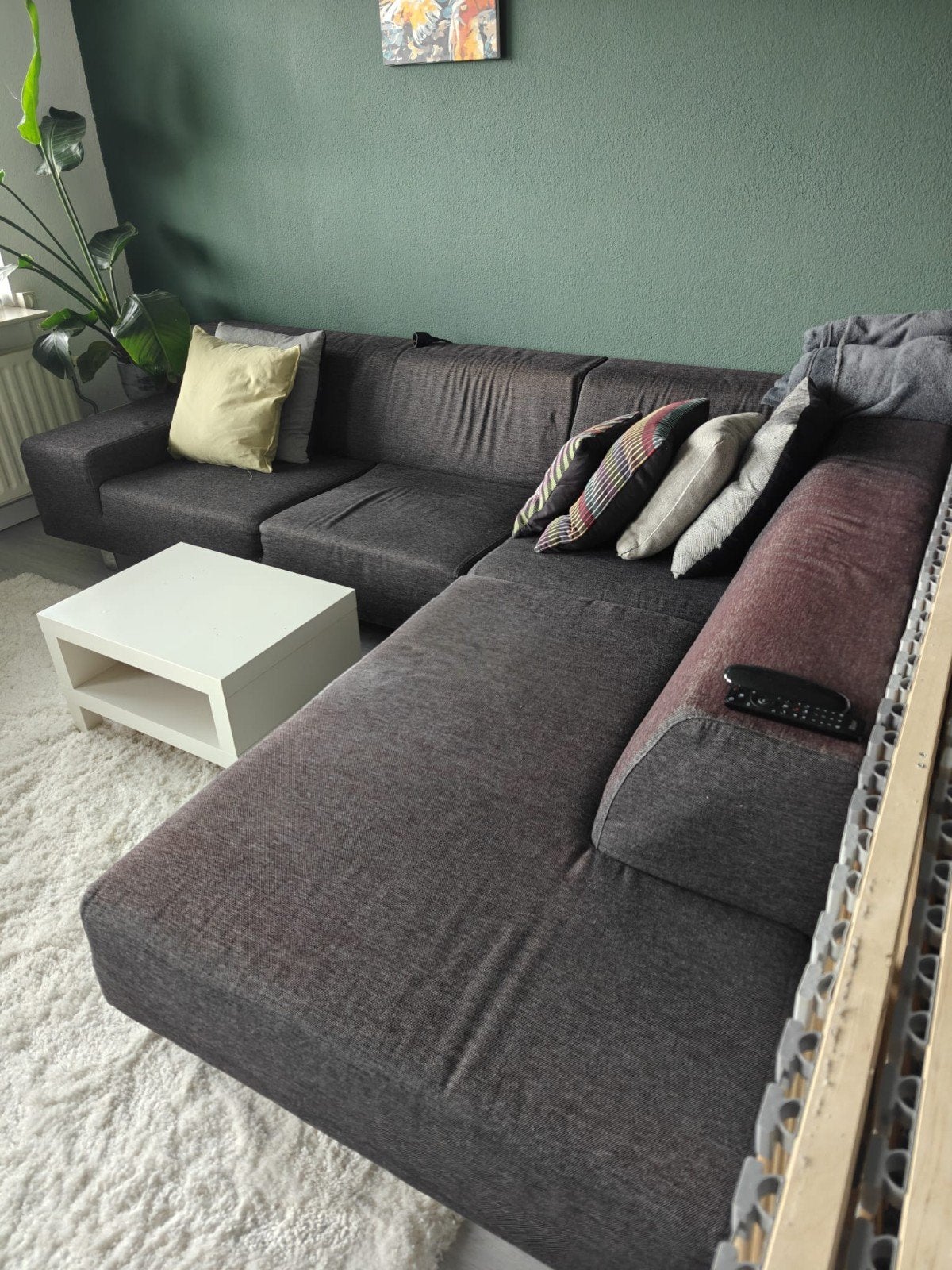 Comfortabele Hoekbank - Grijs Stof, Huis en Inrichting, Banken | Bankstellen, Ophalen, Modern, Comfortabel, 250 tot 300 cm, Gebruikt