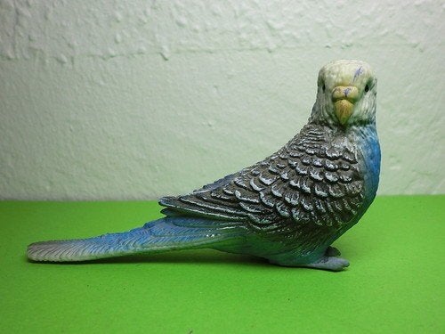 Parkiet blauw, dierfiguur Bullyland, 9,5 cm, Verzenden, Gebruikt, Vogel, Beeldje of Figuurtje