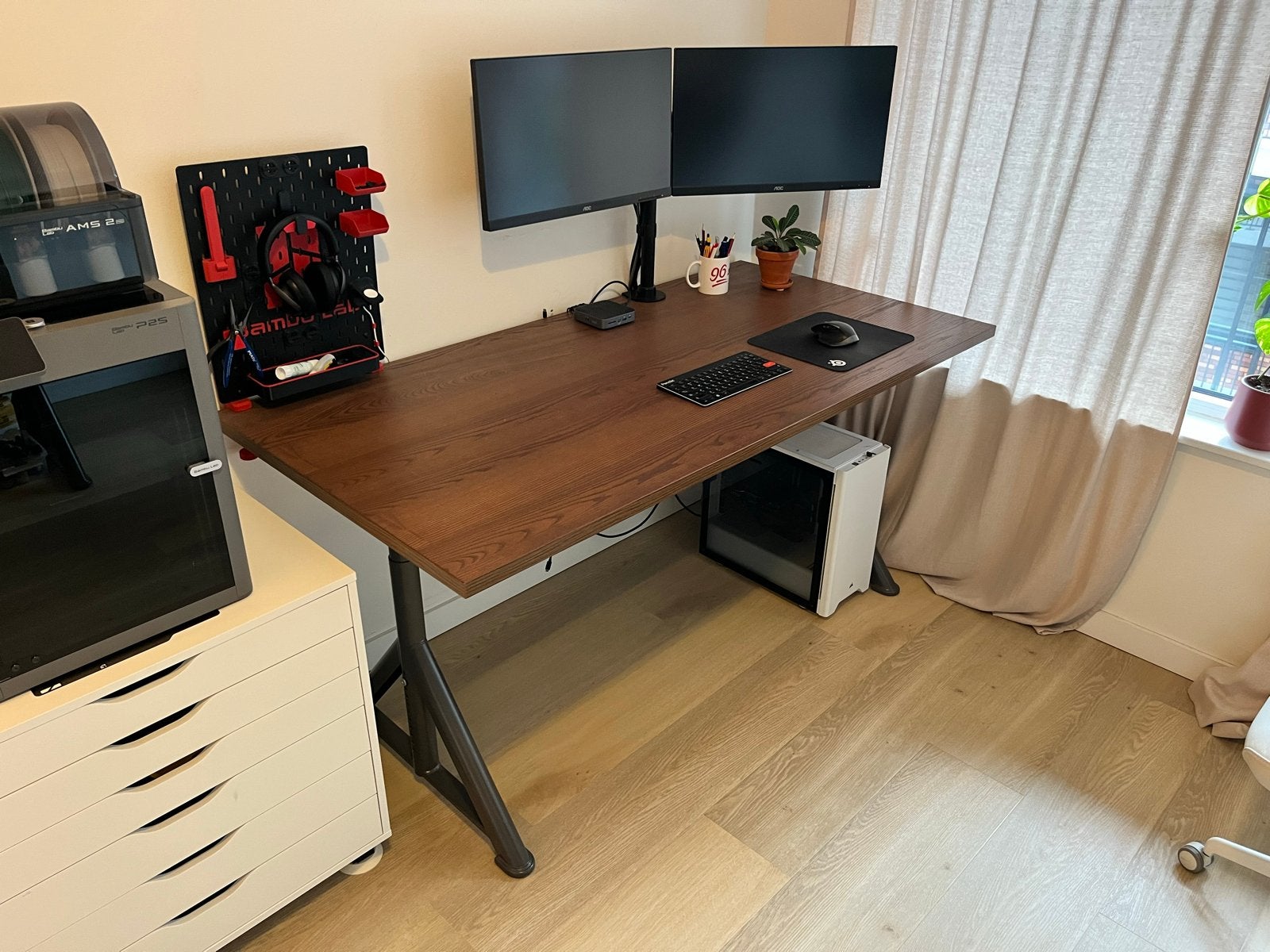Ikea Idasen bureau 160x80, bruin/donkergrijs, Ophalen, 160 cm, Spaanplaat of MDF, Zo goed als nieuw