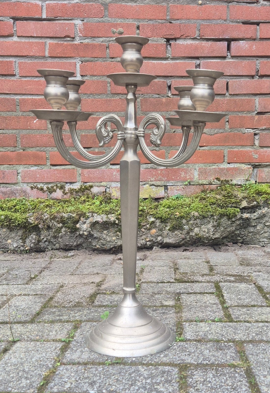 Vintage Vijfarmige Kandelaar - Metaal, Ophalen, Overige materialen