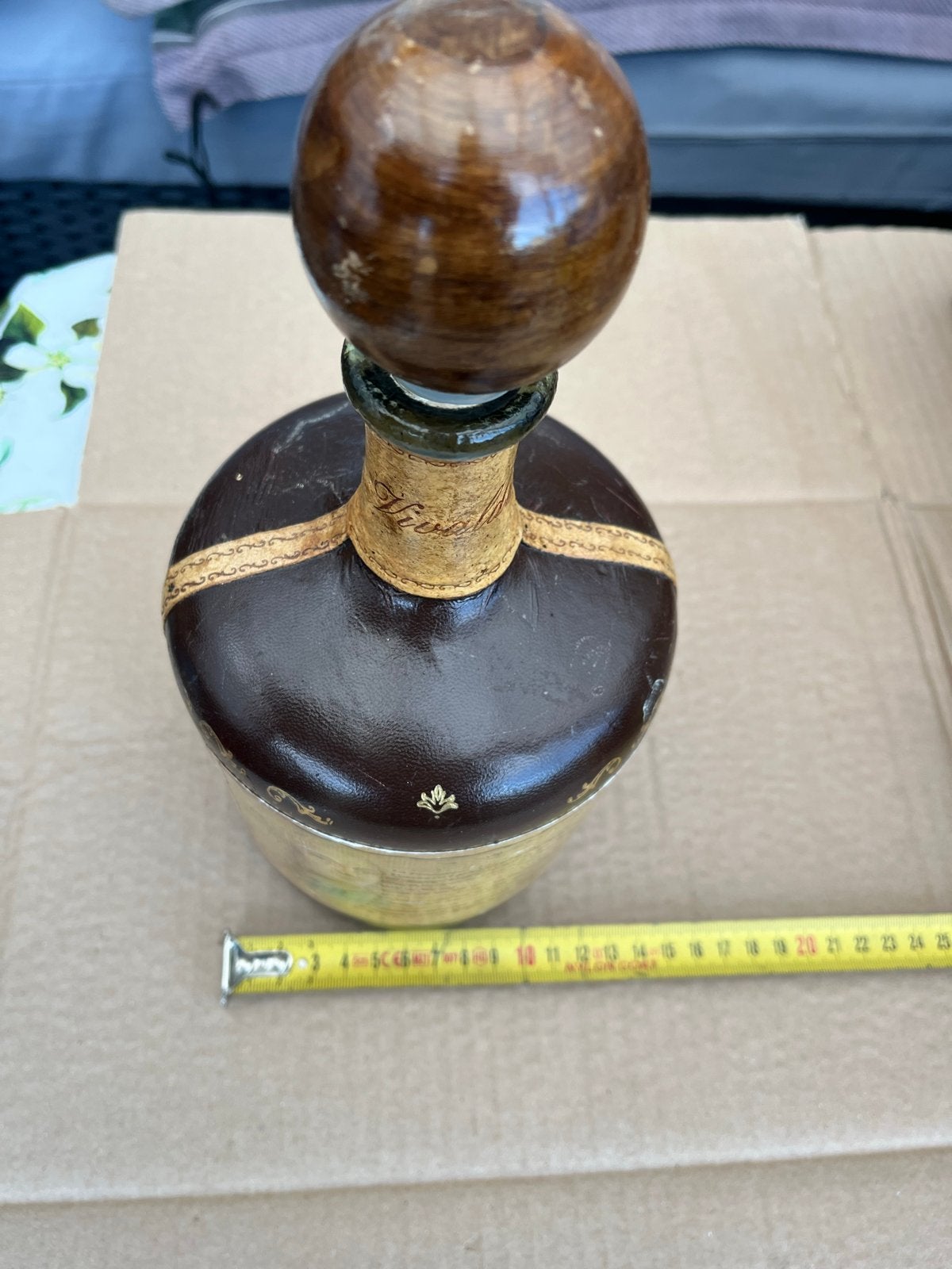 Vintage Vivaldi Faux Leer Fles met Muzieknoten, Ophalen of Verzenden