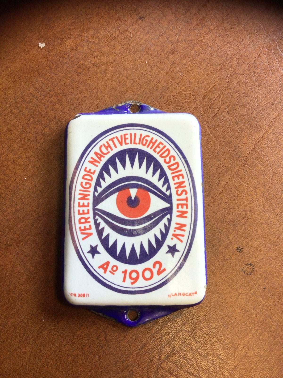 Antiek Emaille Deurpostje - Vereniging Nachtveiligheidsdiens, Ophalen of Verzenden