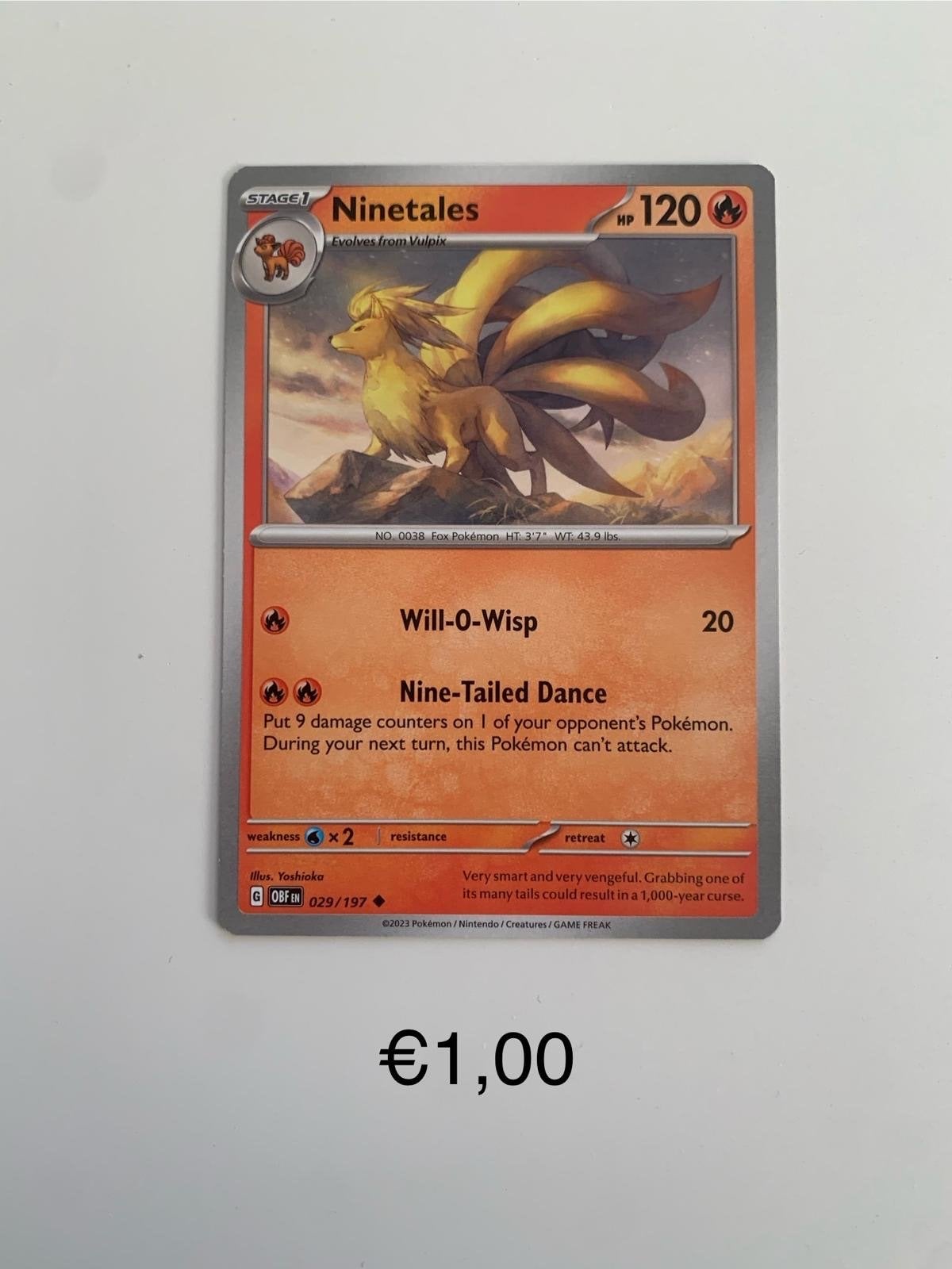 Pokémon Ninetales kaart - 029/197, Ophalen of Verzenden, Zo goed als nieuw, Losse kaart
