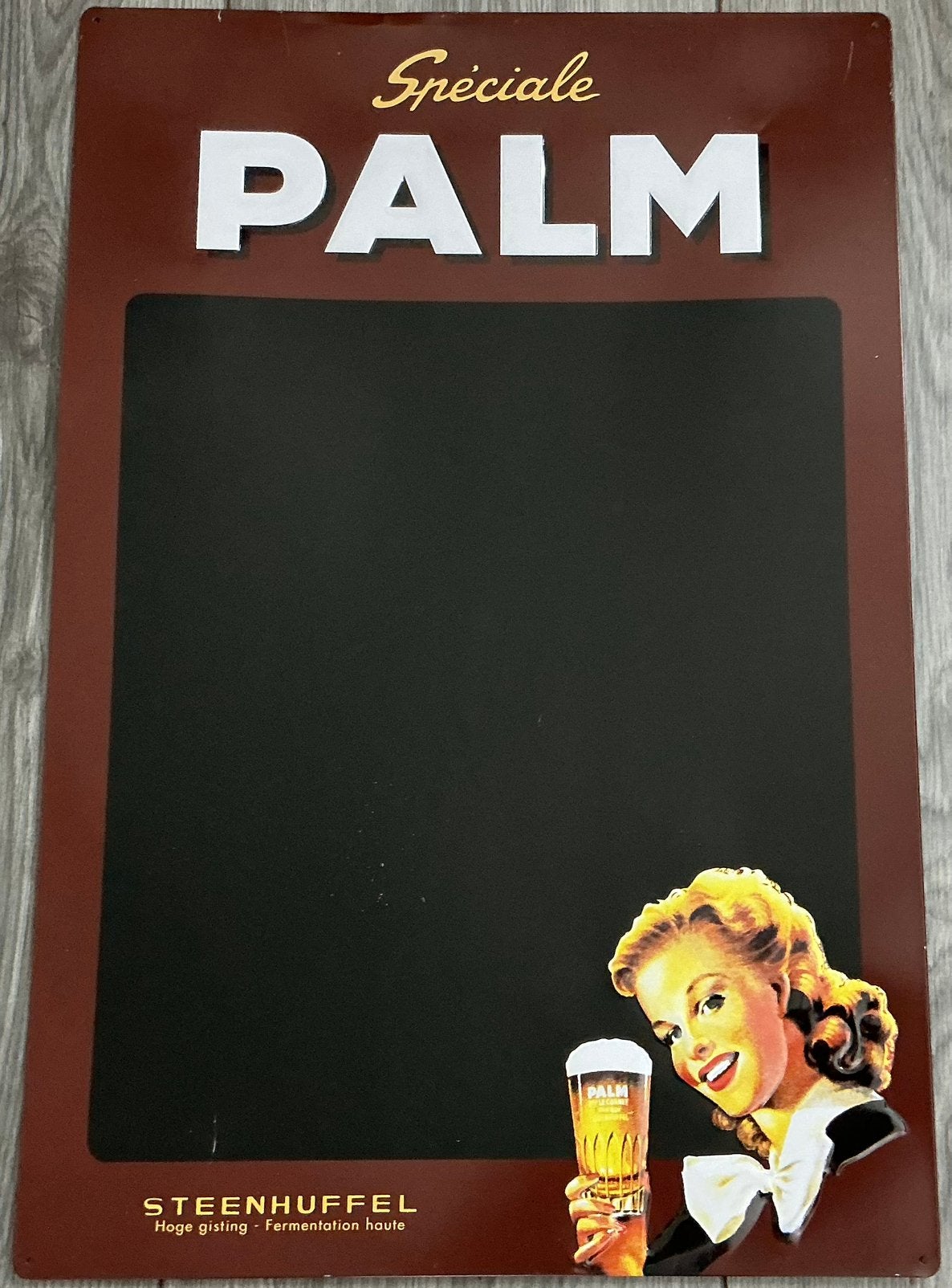 Metalen krijtbord PALM bier, Verzamelen, Ophalen of Verzenden, Gebruikt, Reclamebord, Plaat of Schild, Palm