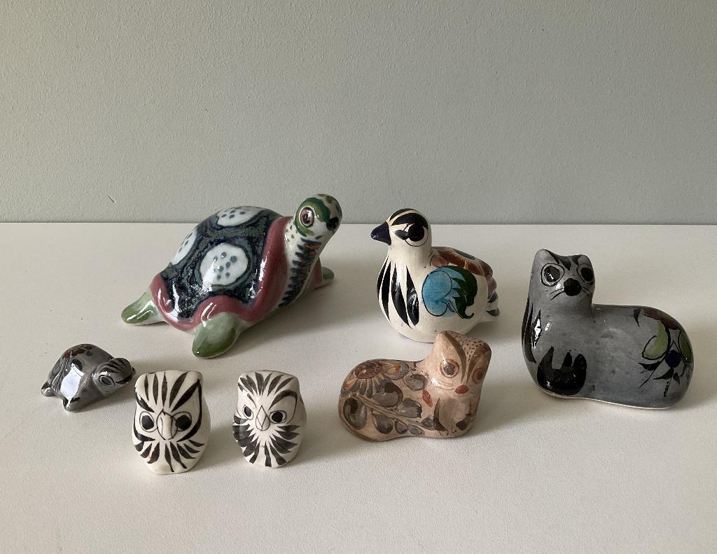 Tonala Mexico beeldjes, schildpad, poes, uil, vogel, vintage, Antiek en Kunst, Kunst | Beelden en Houtsnijwerken, Ophalen of Verzenden