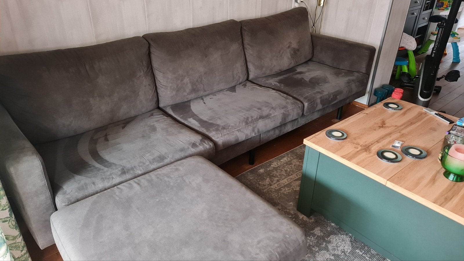 Te koop bank met hocker, Ophalen, Gebruikt, Stof