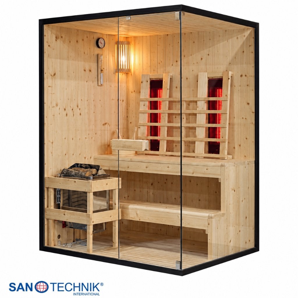 Combi Sauna kopen? Infrarood + Opgiet - Nieuw va € 1895,-, Ophalen of Verzenden, Nieuw, Fins of Traditioneel, Complete sauna