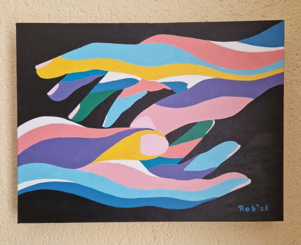 Abstract schilderij, zelf geschilderd, Ophalen