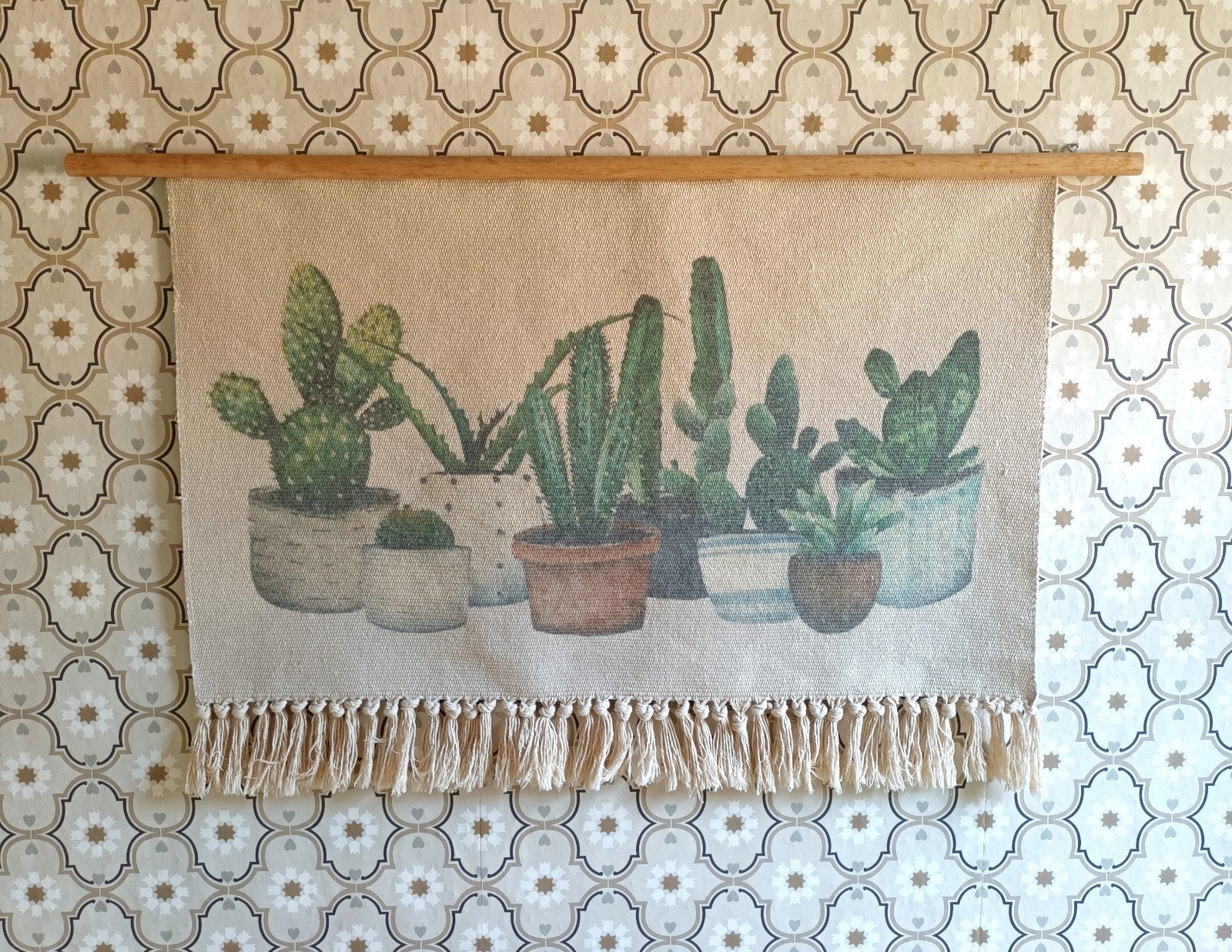 Geweven Wandkleed Cactus botanical, Verzenden, Zo goed als nieuw