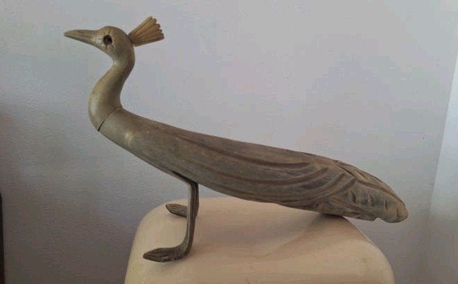 Pauw uitgesneden koehoorn Asia vintage, Ophalen, Gebruikt, Vogel, Overige typen