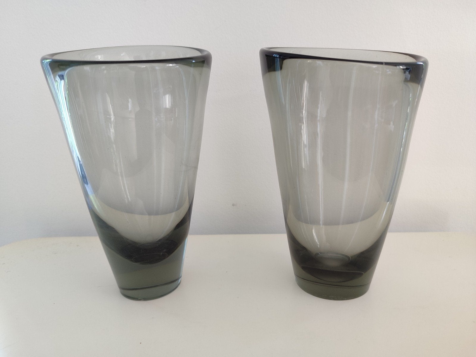 Koppel Deense Holmegaard vazen rookglas 1960 Per Lütken, Verzenden, Zo goed als nieuw