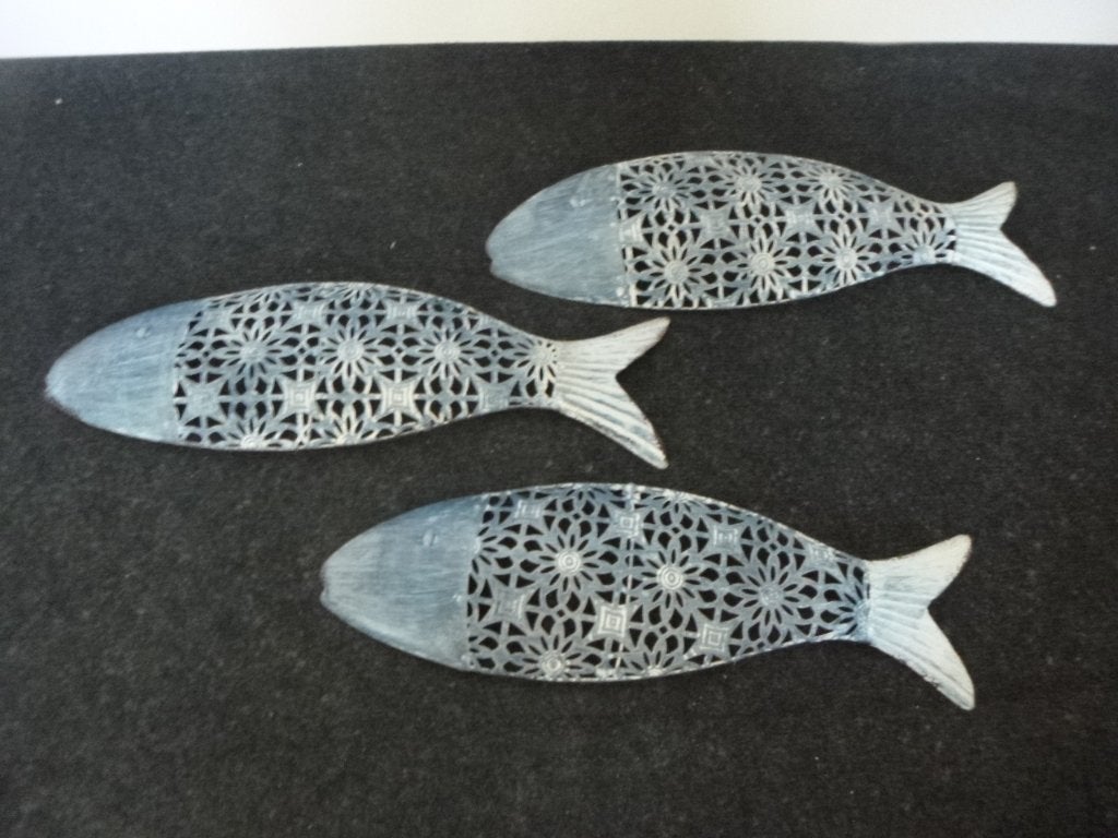 3 metalen vissen voor aan de wand, afm.  46x13 cm  nieuw, Ophalen of Verzenden, Nieuw, Metaal