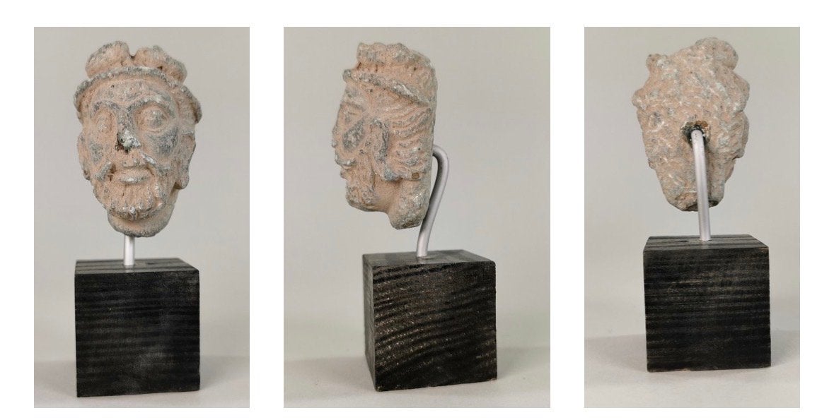 Antiek Gandhara Schist Boeddha Hoofd, Circa 200-300 AD, Antiek en Kunst, Minder dan 20 cm, Ophalen of Verzenden, Beeld, Azië