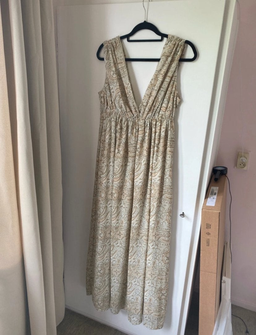 H&M Paisley Boho Jurk Maat XL/42, Beige, Maat 42/44 (L), Ophalen of Verzenden, Zo goed als nieuw