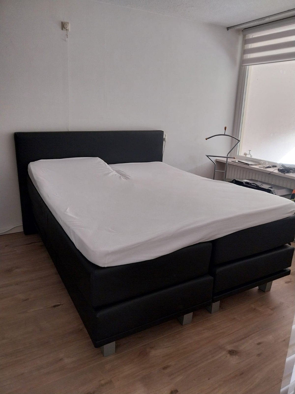 Tweepersoonsbed met elektrische bedbodem, Ophalen, Overige materialen, Zwart, Tweepersoons
