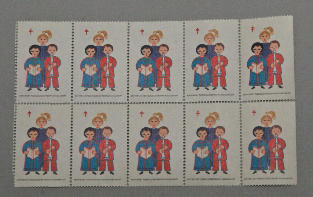 10 Tuberculose sluitzegels uit 1971 (Nederland), Postzegels en Munten, Ophalen of Verzenden, Na 1940, Postfris