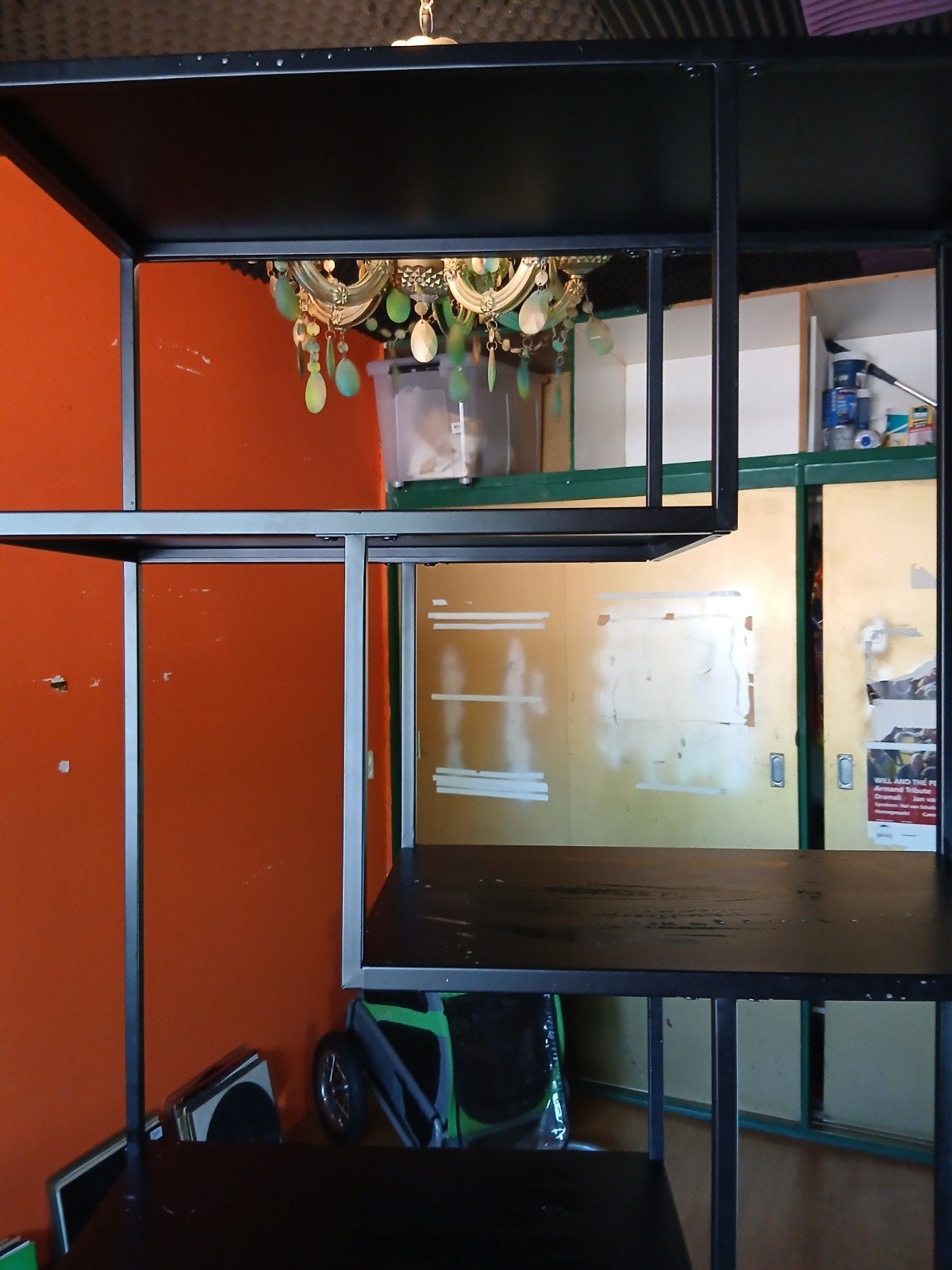 Modern Zwart Metalen Boekenkast met Houten Planken, Huis en Inrichting, Ophalen, 50 tot 100 cm, Zo goed als nieuw, 150 tot 200 cm