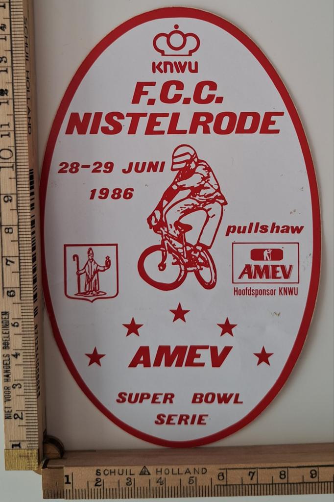 Vintage sticker FCC Nistelrode FietsCrossClub BMX crossfiets, Ophalen of Verzenden, Zo goed als nieuw
