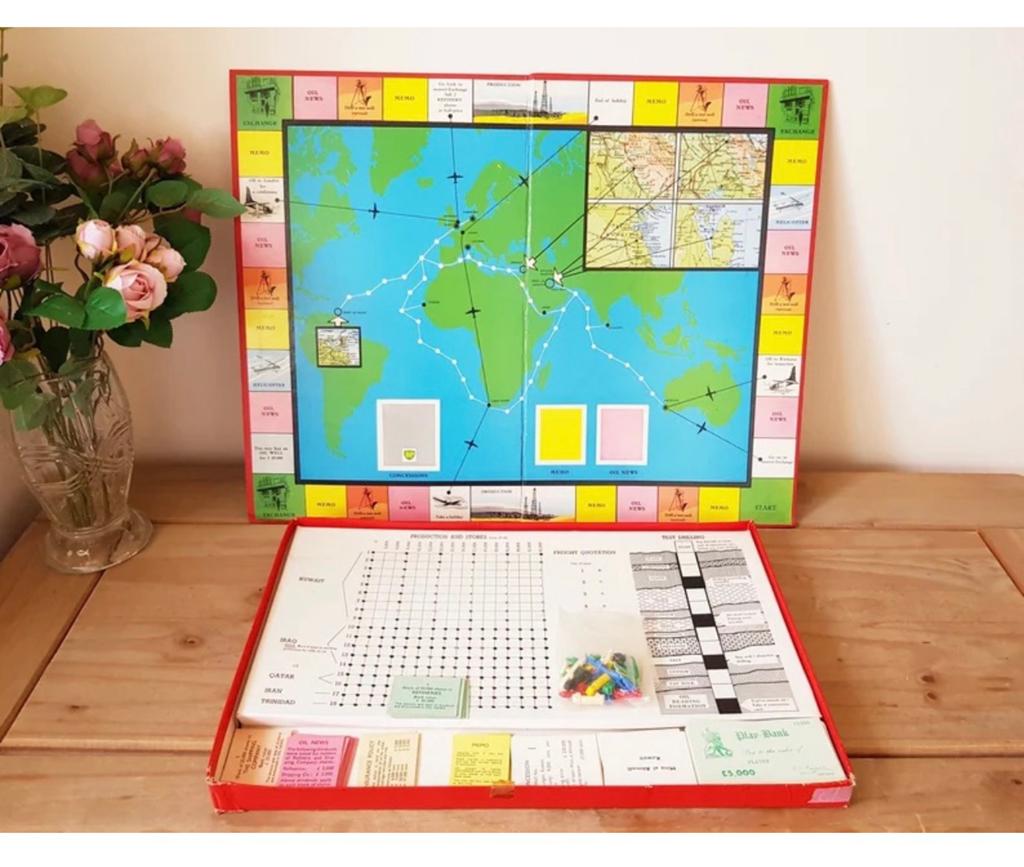 Oil The Great Adventure Bordspel - vintage 1960 by Merit, Hobby en Vrije tijd, Gezelschapsspellen | Bordspellen, Ophalen of Verzenden