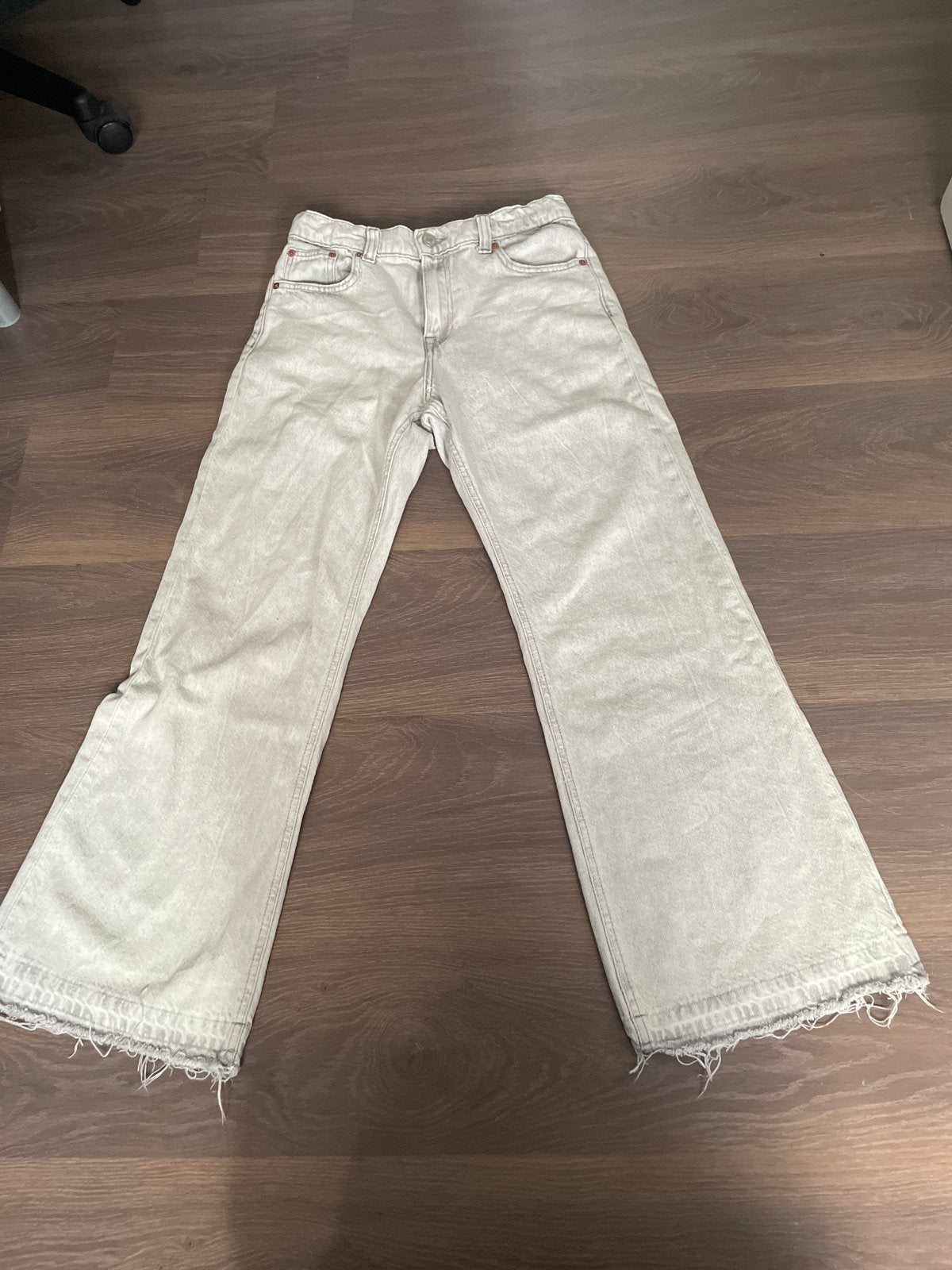 Zara flared jeans grijs - Maat 164 (13-14 jaar), Ophalen of Verzenden, Gebruikt, Jongen of Meisje, Broek