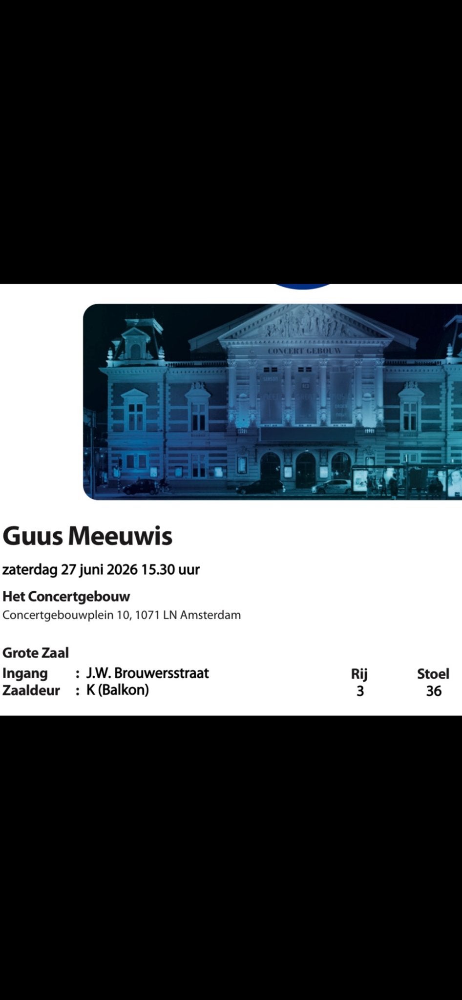 Guus meeuwis zaterdag  concertgebouw gratis, Twee personen, Juni