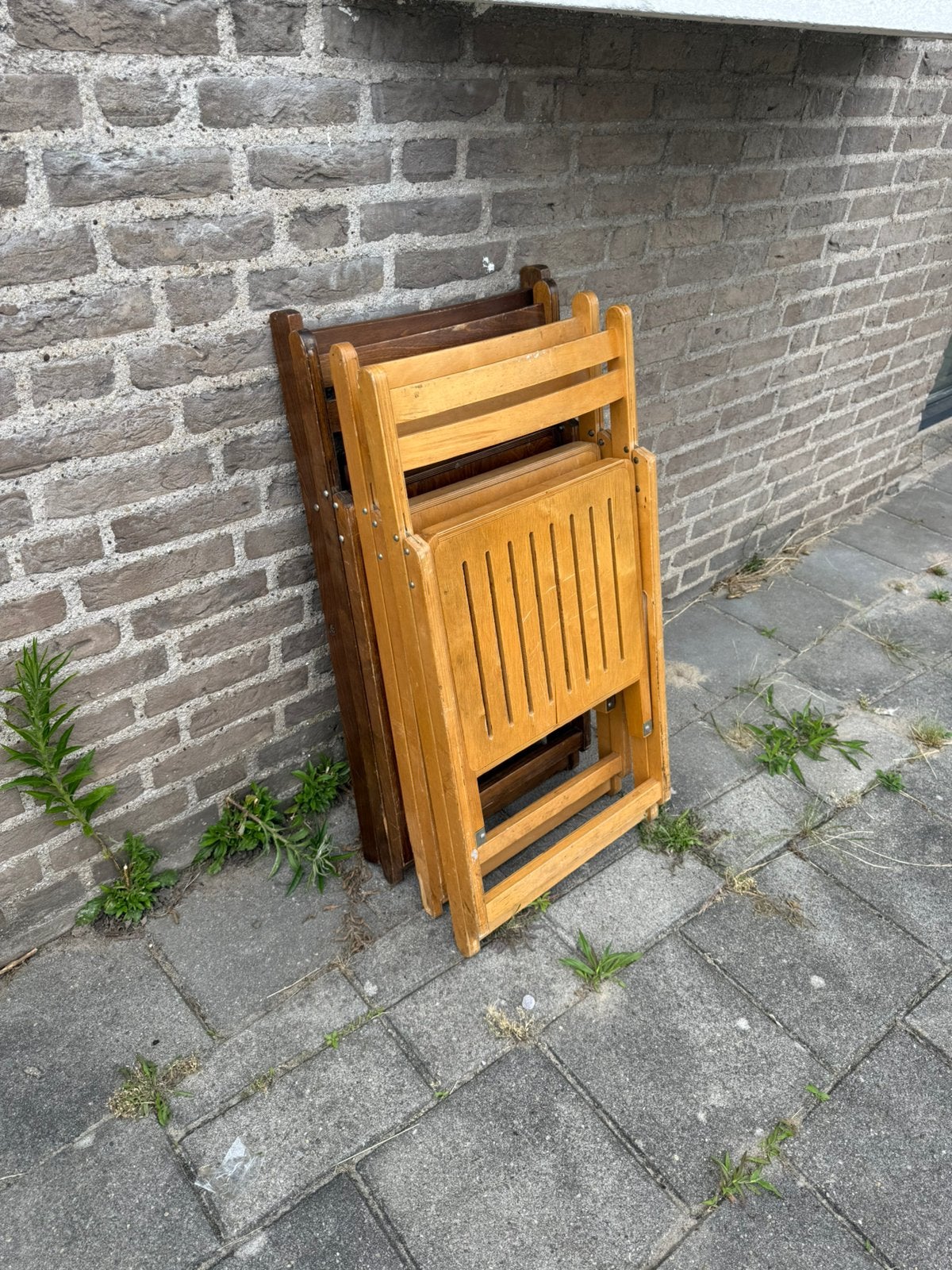 4x vintage hardhouten klapstoel ‘70, Huis en Inrichting, Stoelen, Ophalen of Verzenden, Zo goed als nieuw, Vier, Nvt
