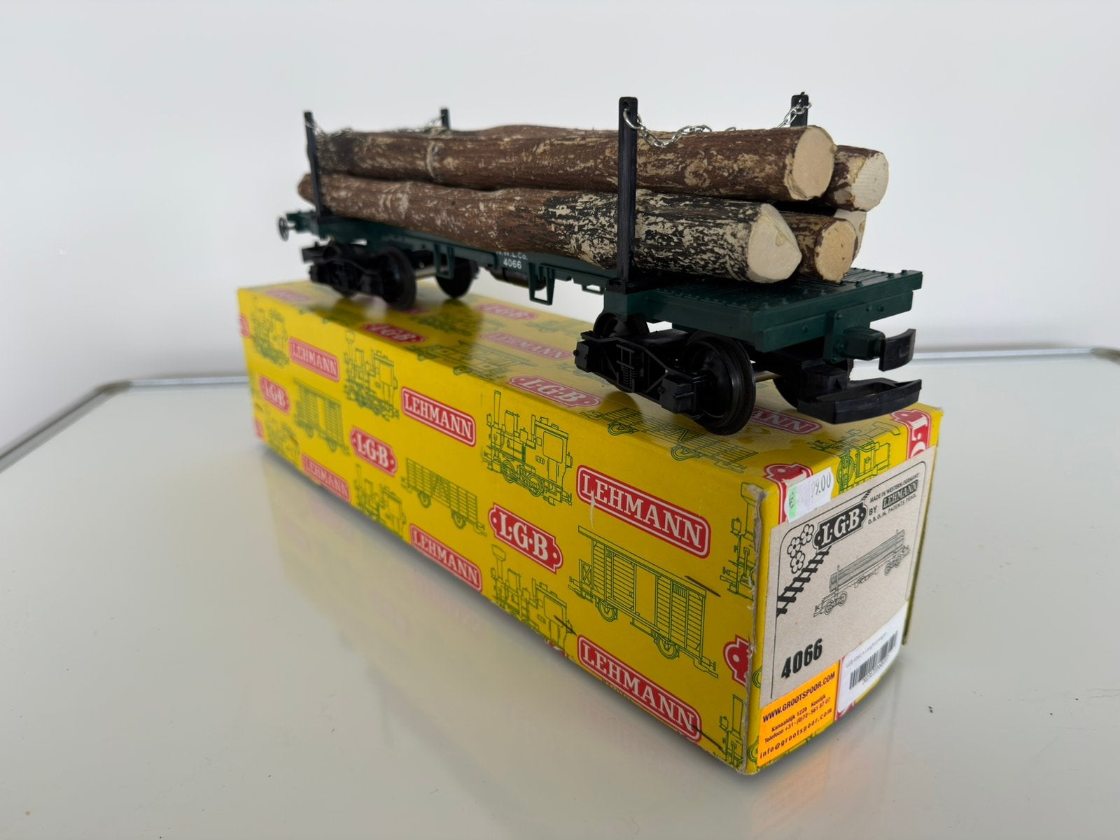 LGB 4066 A, lange boomstammen wagon, in OVP, spoor G., Hobby en Vrije tijd, Modeltreinen | Overige schalen, Gelijkstroom, Wagon
