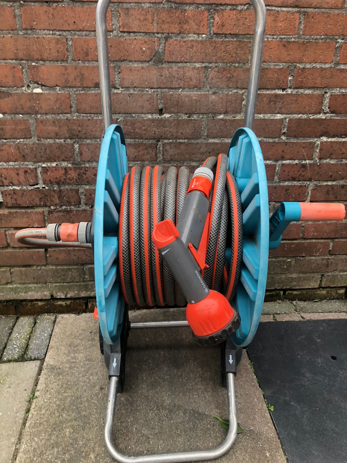 Gardena tuin slang met haspel 13/15 m ongeveer, Tuin en Terras, Ophalen of Verzenden, Zo goed als nieuw