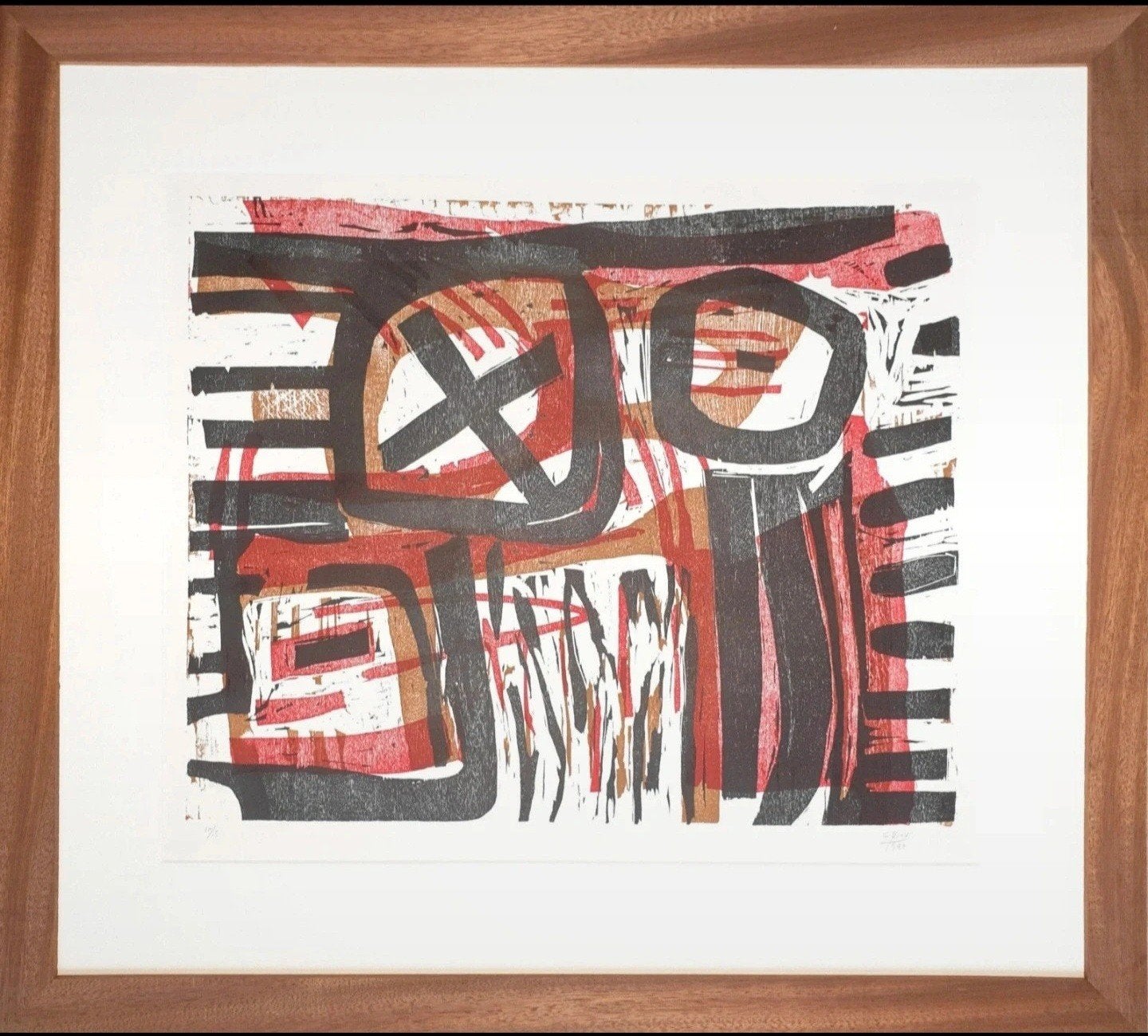 Guido Llinas, Cuba, abstract houtsnede, Antiek en Kunst, Kunst | Schilderijen | Abstract, Ophalen of Verzenden