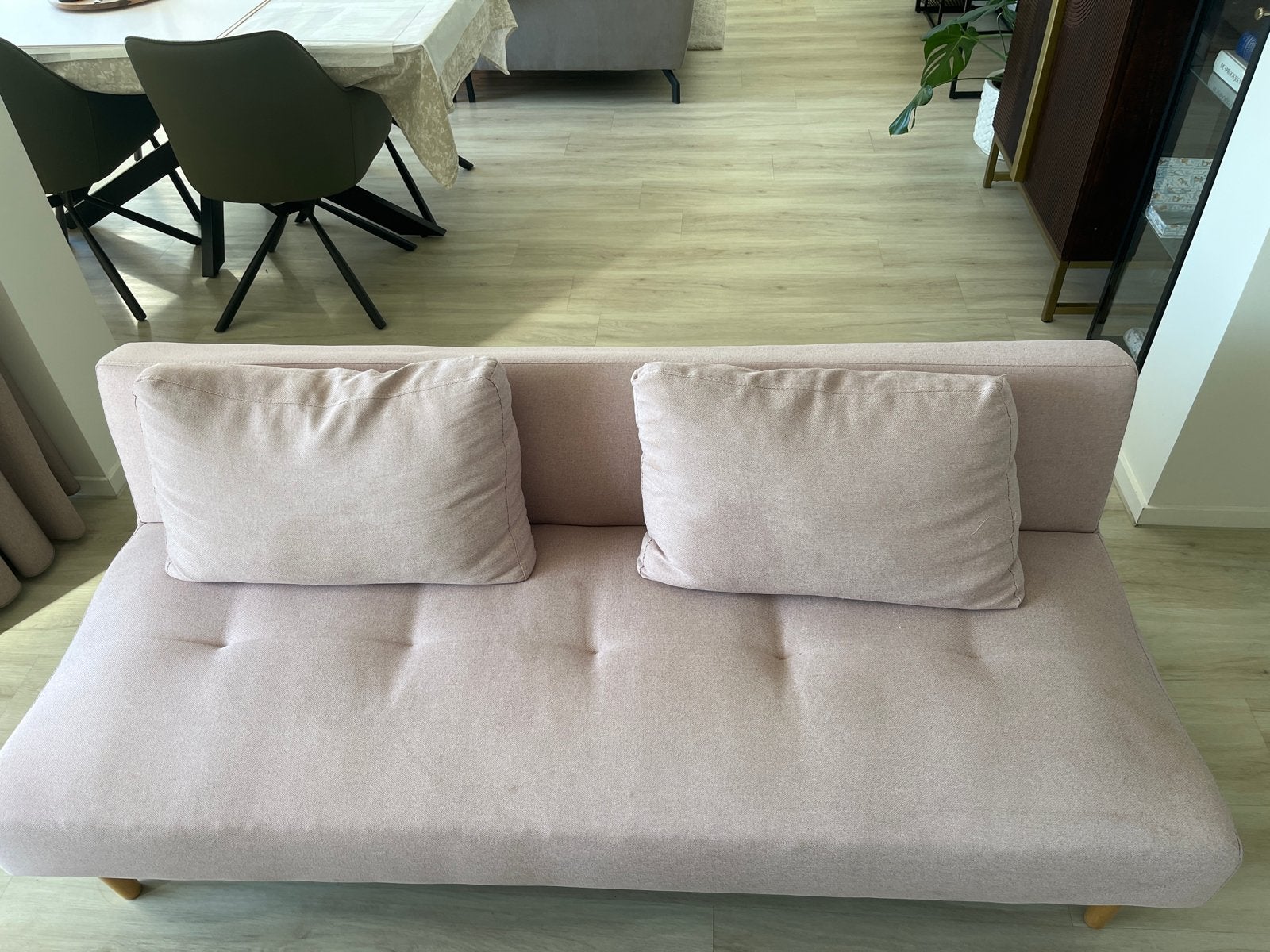 Roze slaapbank / tweepersoonsbank, Ophalen, Gebruikt, Tweepersoons, 120 cm