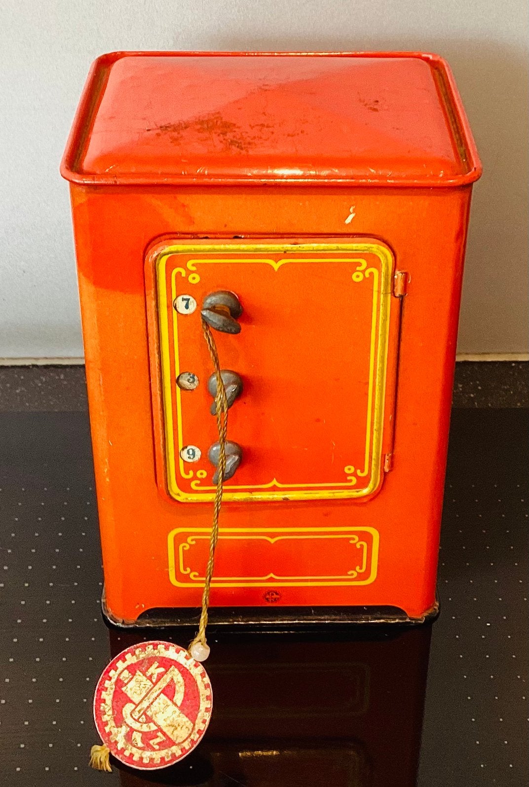 1950-60 blikken Kluis ,Safe spaarpot,met code,KRZ, W.Germany, Antiek en Kunst, Ophalen