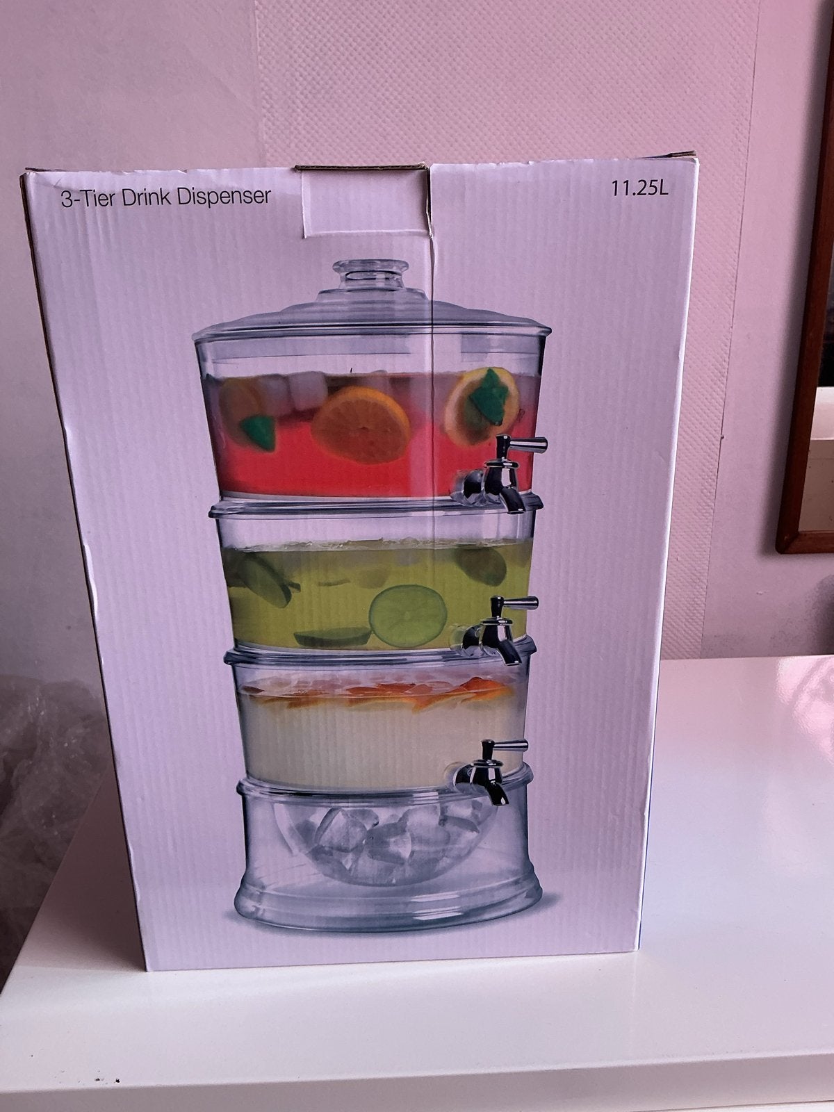3-Tier Drankdispenser - 11.25L nieuw, Overige typen, Ophalen of Verzenden, Nieuw, Glas