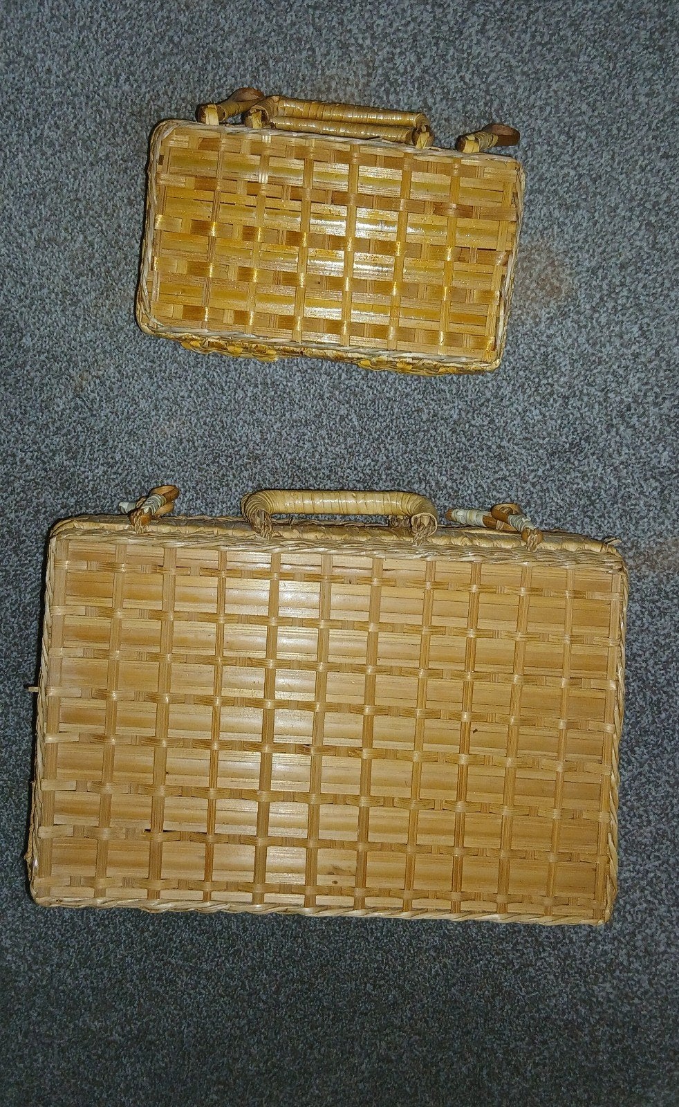 nieuw Set van 2 rieten koffertjes / mandjes en kunnen dicht, Ophalen, Nieuw, Landelijk, Natuurlijk materiaal