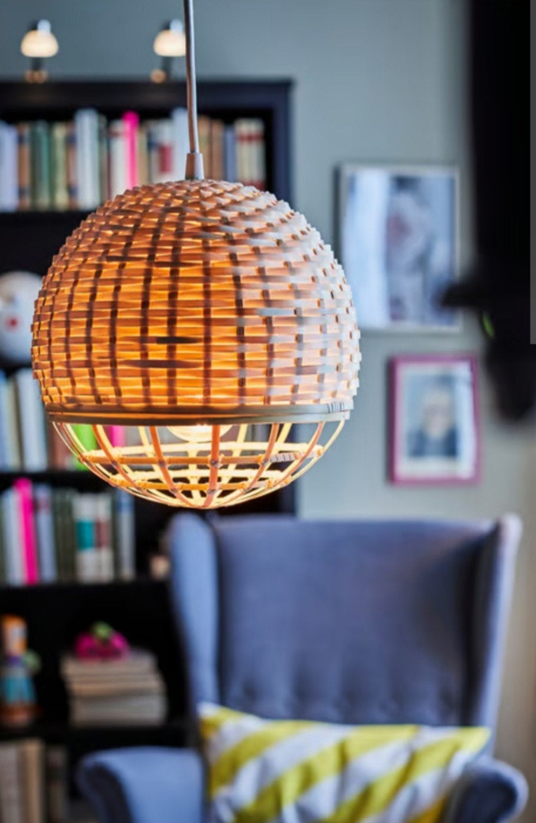 2 Piet Hein Eek x IKEA INDUSTRIELL ronde bamboe lampjes, Ophalen of Verzenden, Zo goed als nieuw, Natuurlijk materiaal, Boho Ibiza Dutch Design