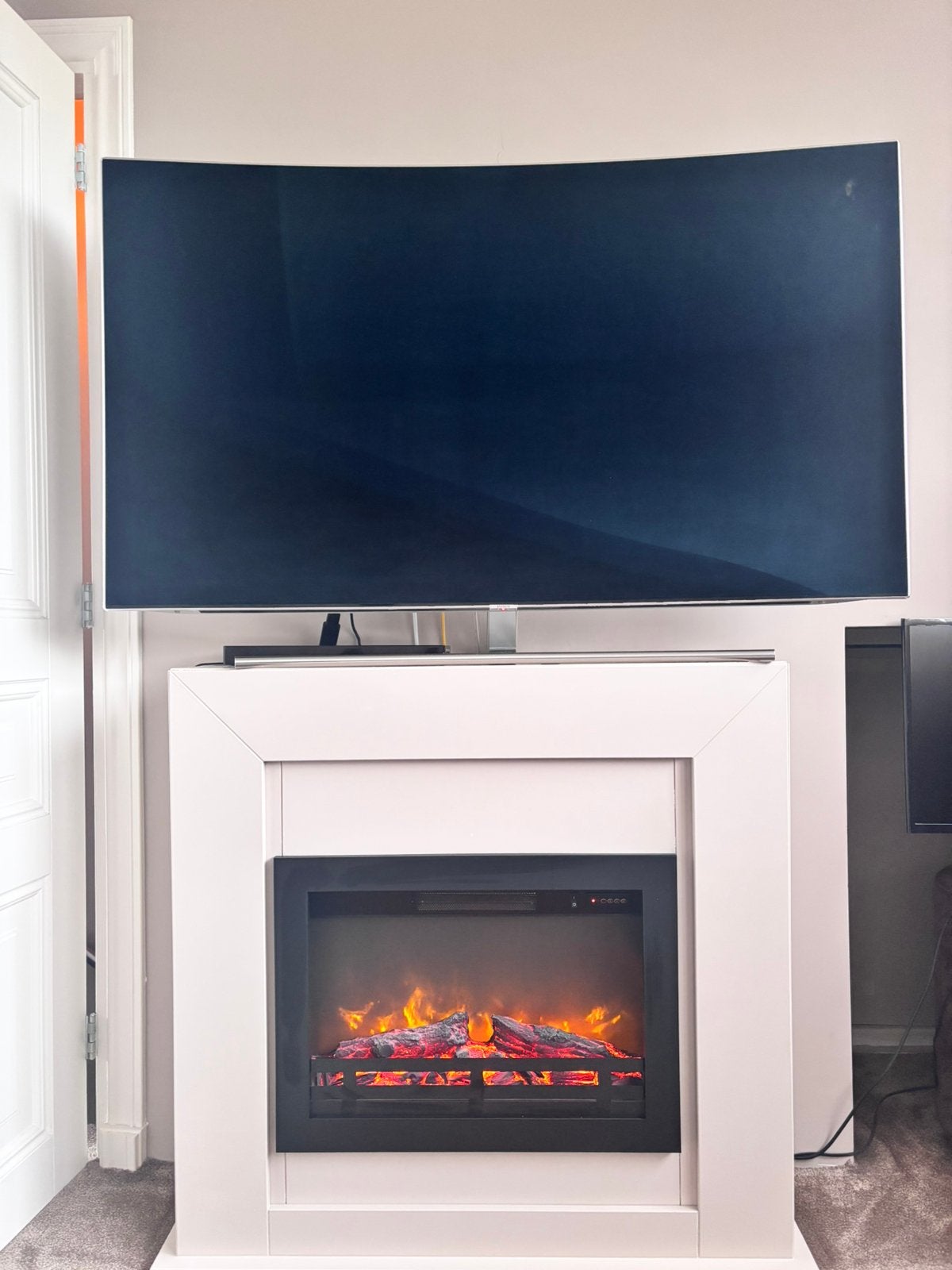 Elektrische openhaard met ombouw, Huis en Inrichting, Haarden, Ophalen, Zo goed als nieuw, Vrijstaande haard, Elektrische haard