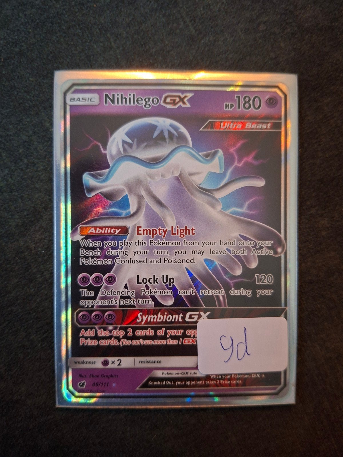Nihilego GX Pokémon Kaart - Crimson invasion 49/111, Ophalen of Verzenden, Zo goed als nieuw, Losse kaart, Foil