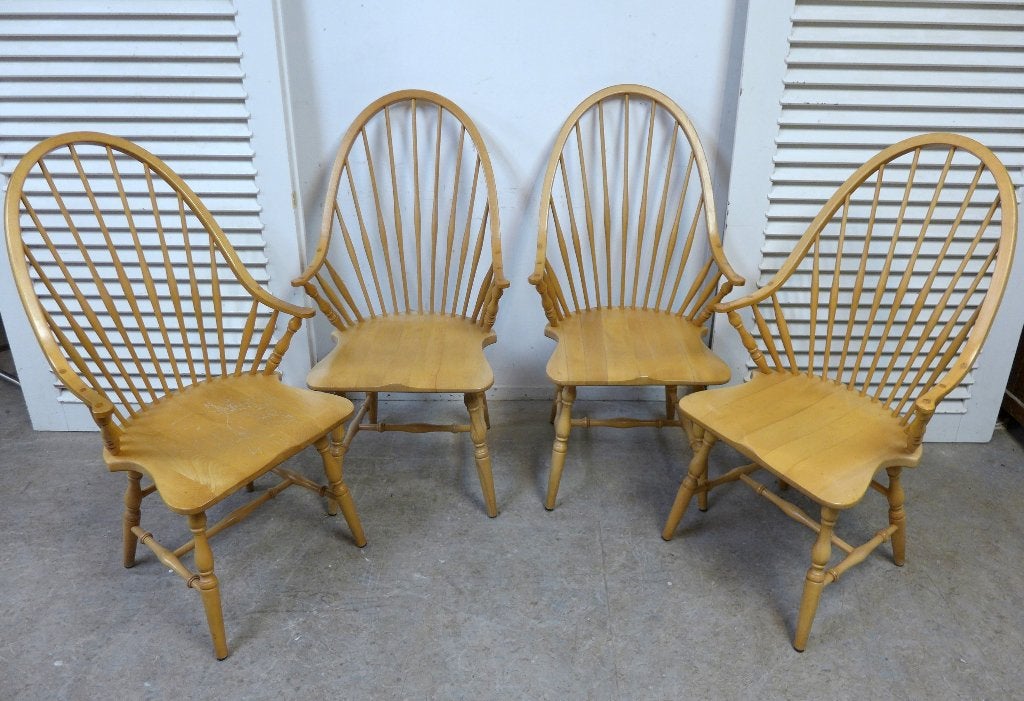 set van 4 landelijke windsor spijlen stoelen, Huis en Inrichting, Ophalen, Gebruikt, Landelijk rustiek, Bruin