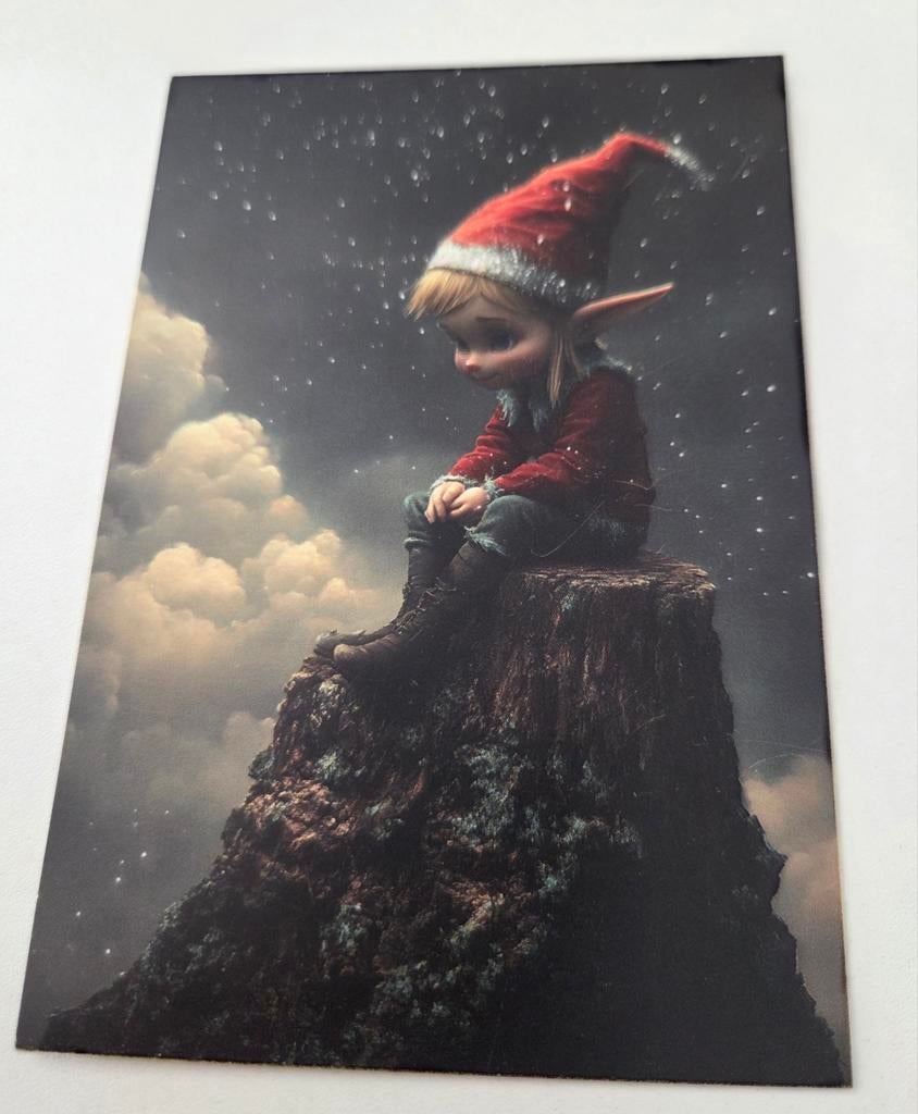 Elfje zit op boomstam onder sterrenhemel, Verzenden, 1980 tot heden, Ongelopen, Kinderen