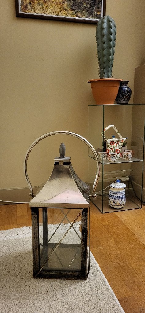 CANDLE LANTERN indoor / outdoor XL chrome, Antiek en Kunst, Ophalen