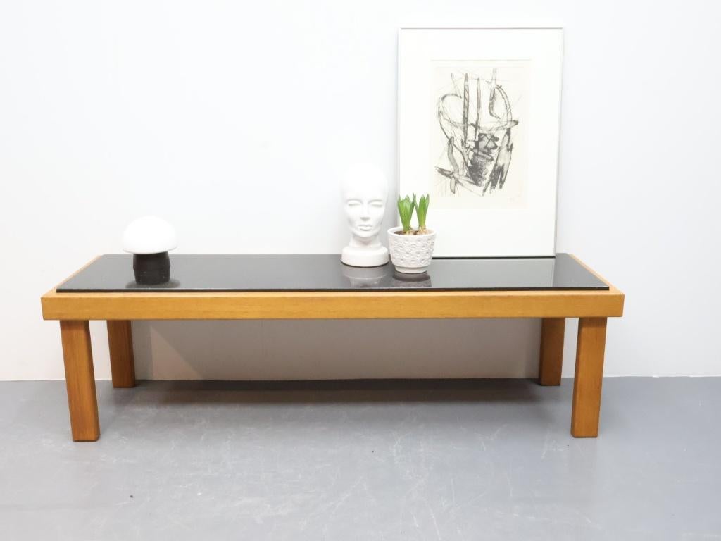 Vintage sidetable salontafel | Eikenhout | Graniet, Ophalen, Minder dan 50 cm, 100 tot 150 cm, .
