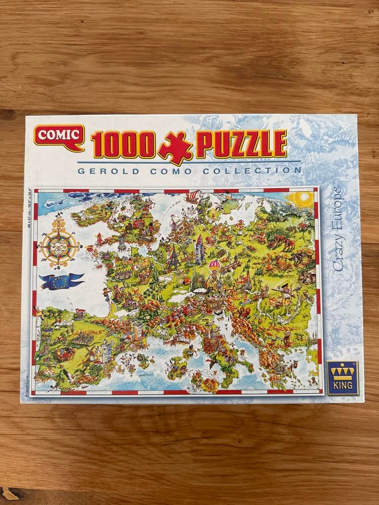 King Comic Collection 1000 stukjes Crazy Europe COMPLEET, Ophalen of Verzenden, 500 t/m 1500 stukjes, Zo goed als nieuw, Legpuzzel