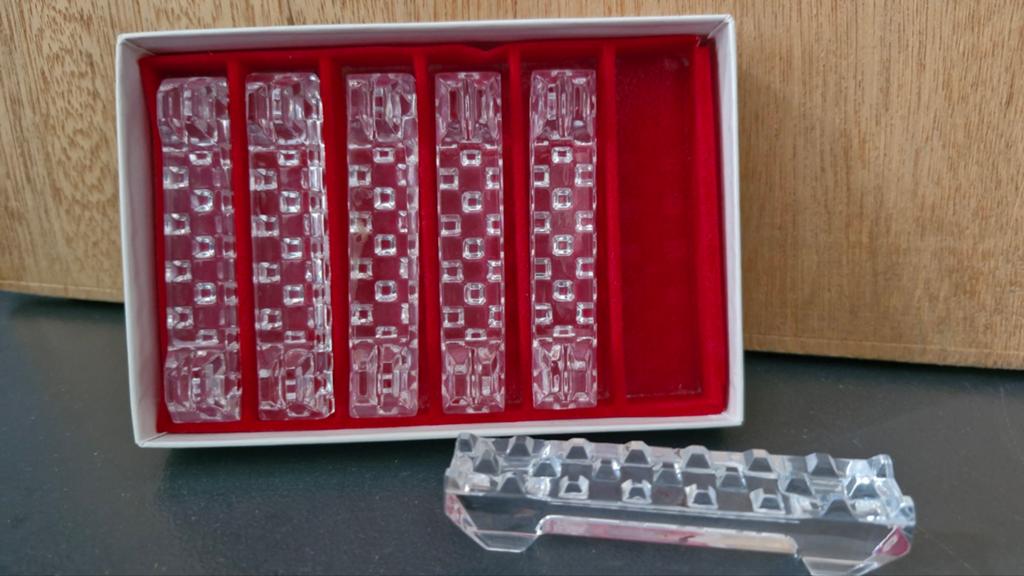 6 kristallen messenleggers in originele doos, Ophalen of Verzenden