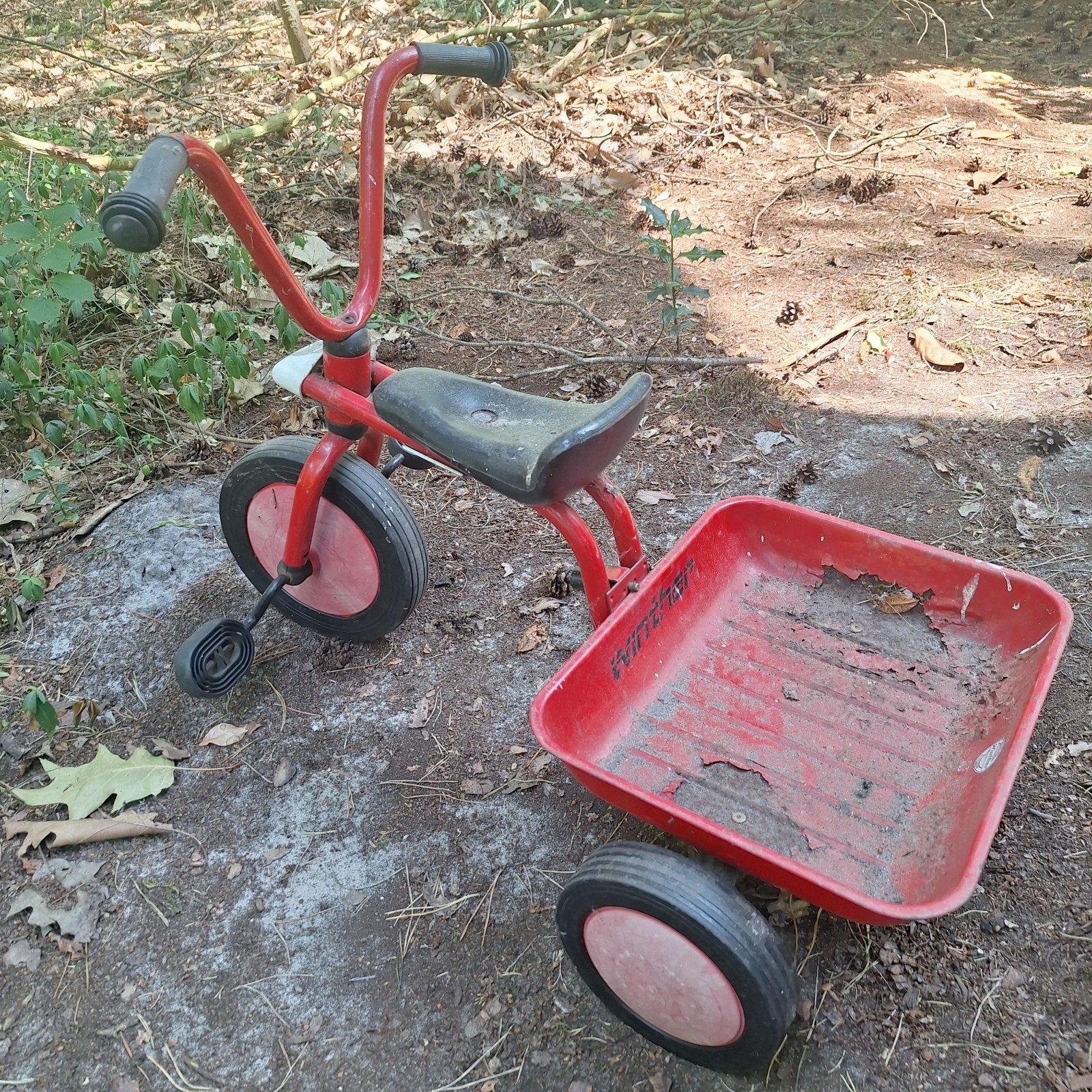 Opknappertje Vintage rode driewieler met karretje, Fietsen en Brommers, Ophalen of Verzenden, Gebruikt, Velgrem