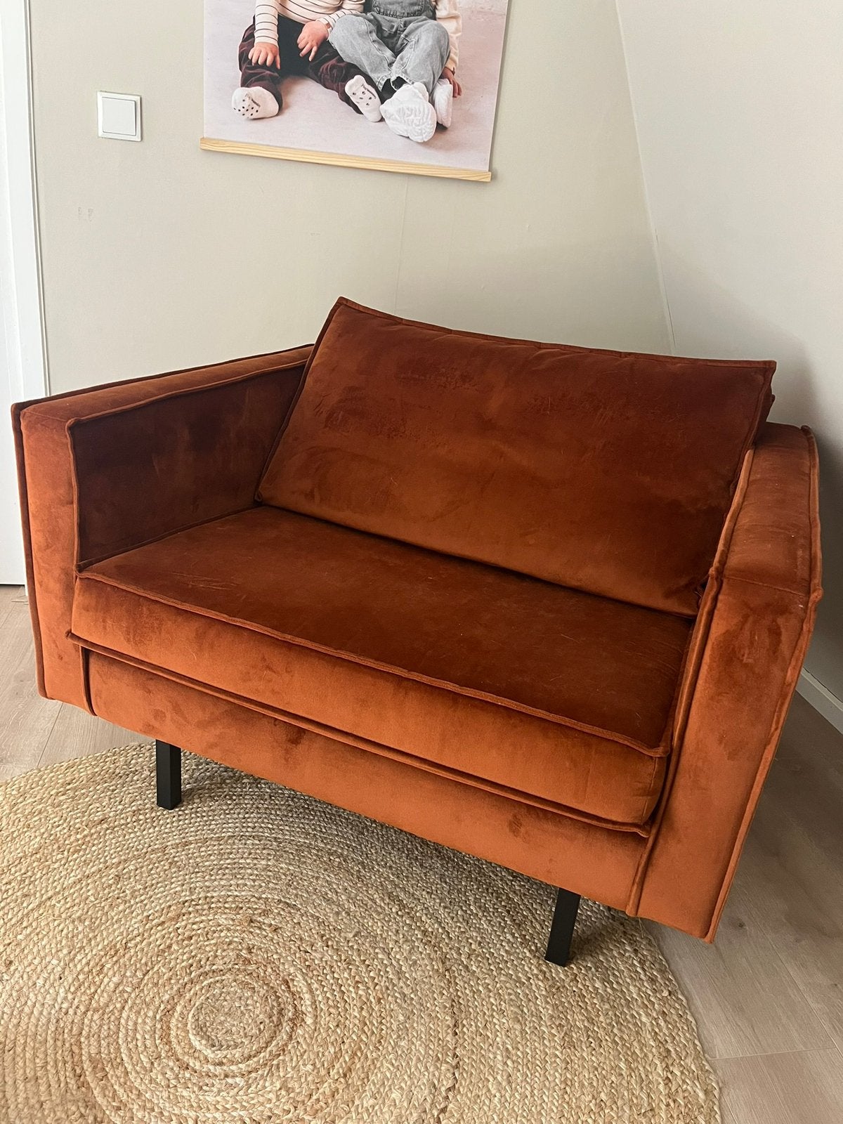 Woood velvet rodeo loveseat roest, Ophalen, Eenpersoons, 75 tot 100 cm, Zo goed als nieuw
