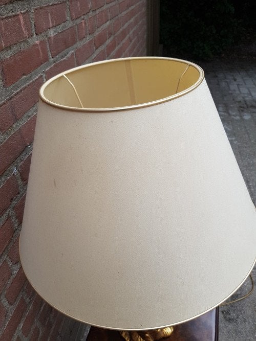 -	Tafellamp met creme lamp en gouden bloem, Ophalen of Verzenden, 'T Olde Gre-j, Info@toldegrej.nl, Endepoelstraat 20f Didam