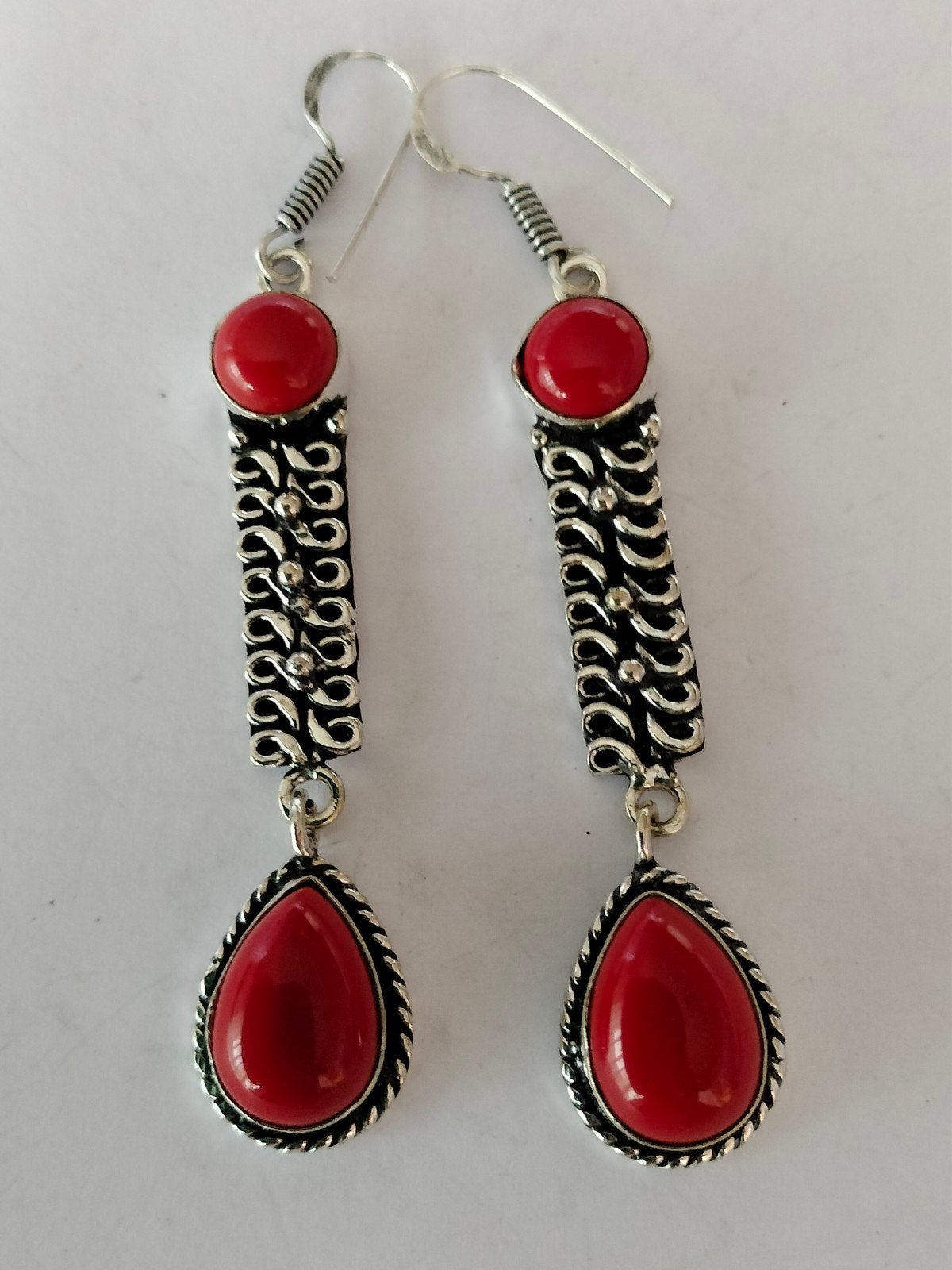 zilveren oorbellen met rood koraal, Sieraden, Tassen en Uiterlijk, Hangers, Verzenden, Nieuw, Met edelsteen